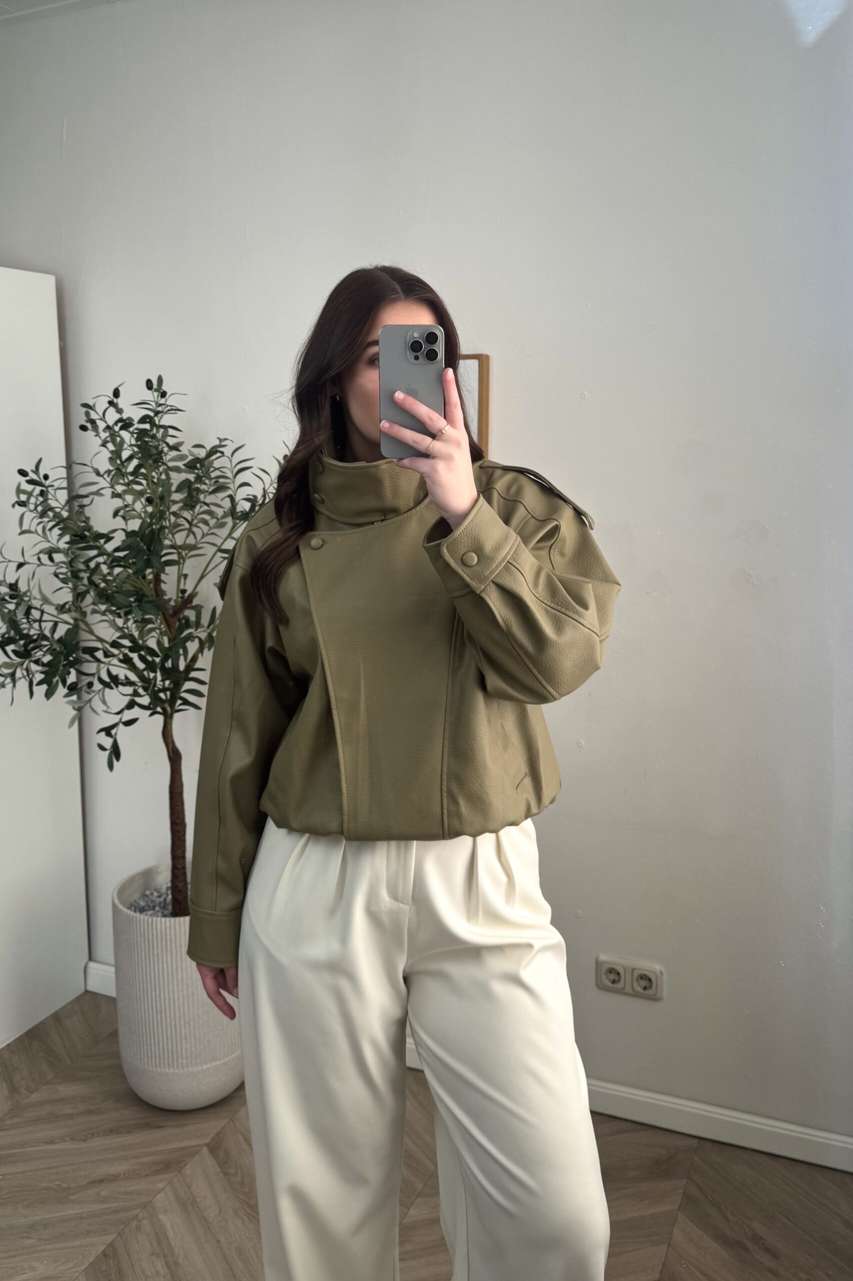 Leren Jas - Groen - Afbeelding 2