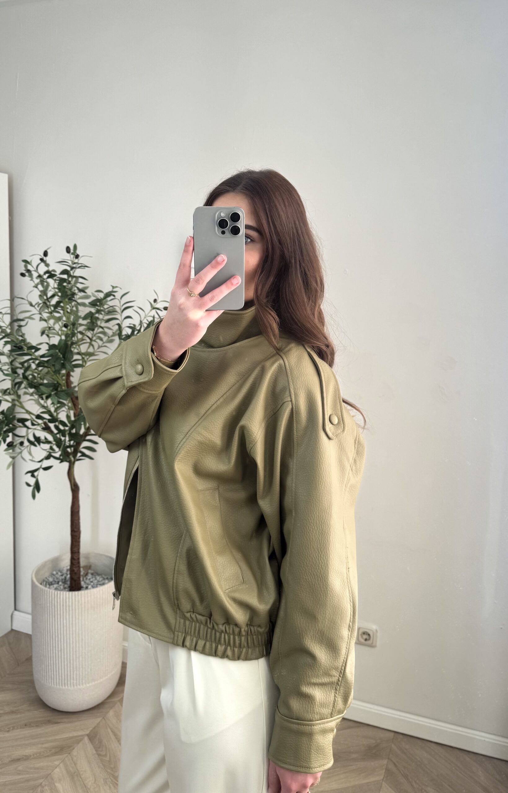 Leren Jas - Groen - Afbeelding 3