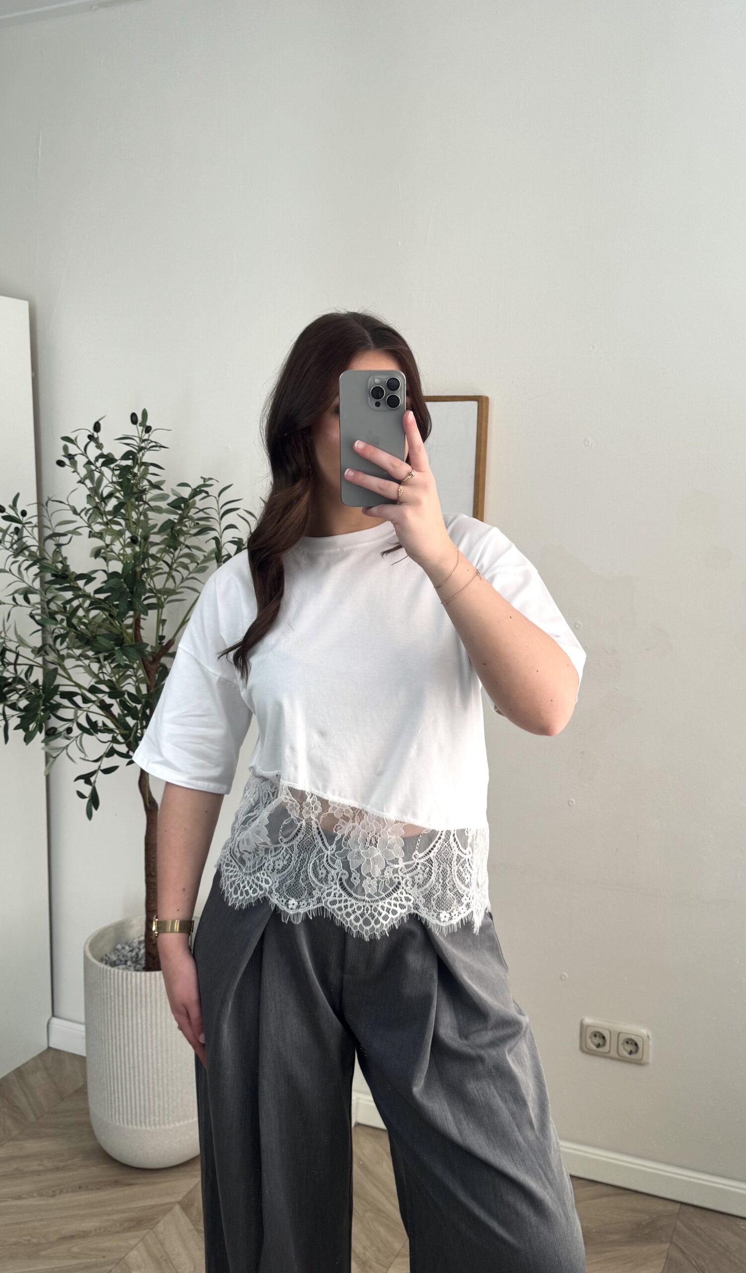 Kanten T-Shirt - Wit