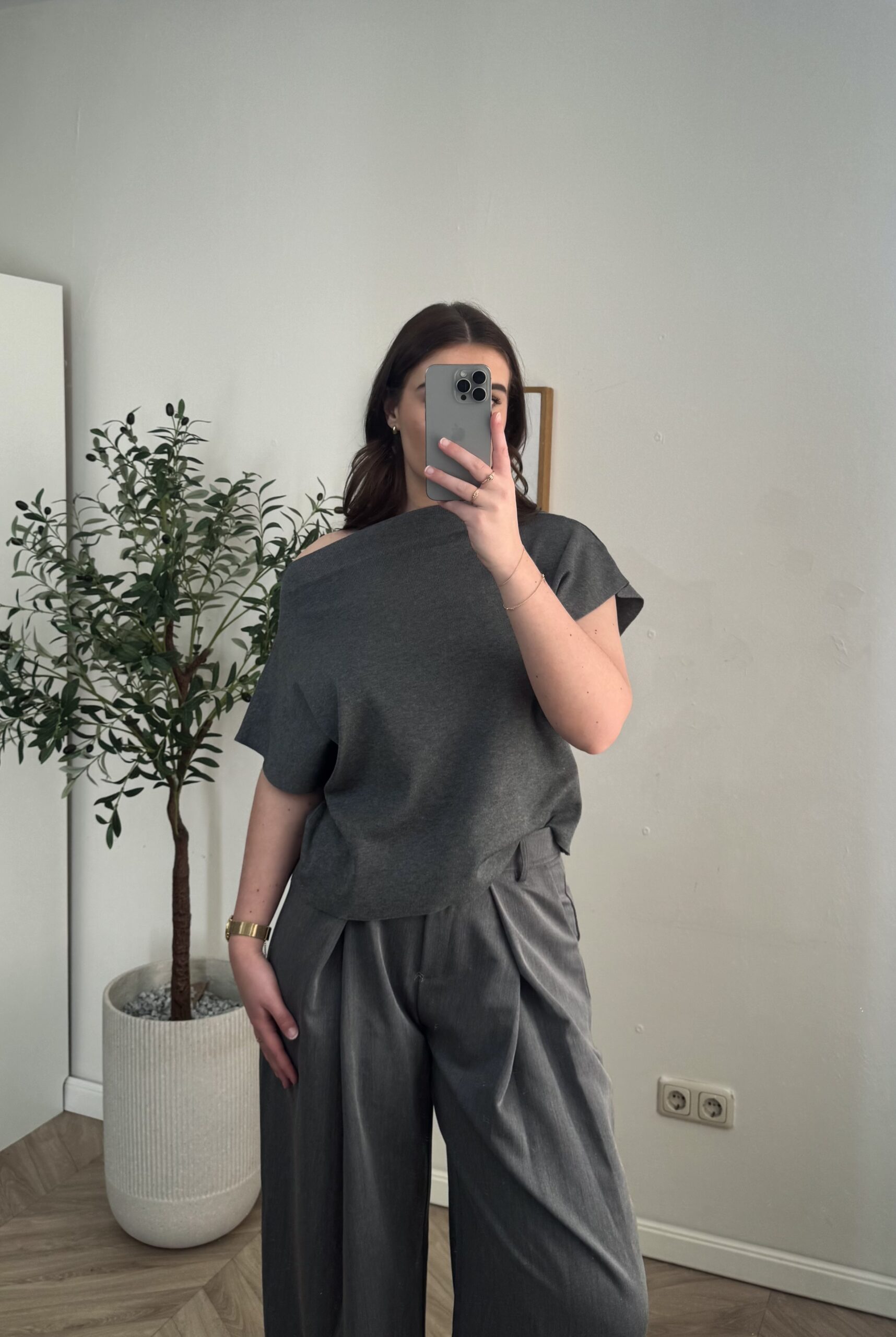 Pantalon met Plooi - Grijs - Afbeelding 3