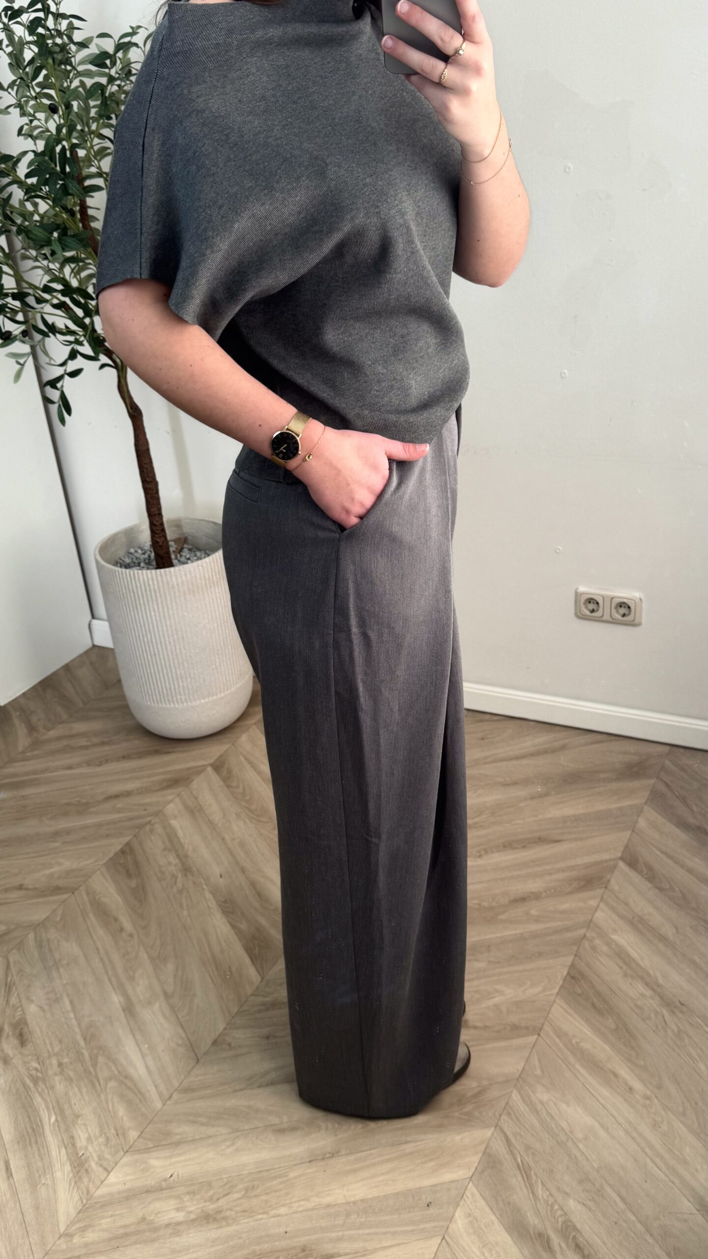 Pantalon met Plooi - Grijs - Afbeelding 2