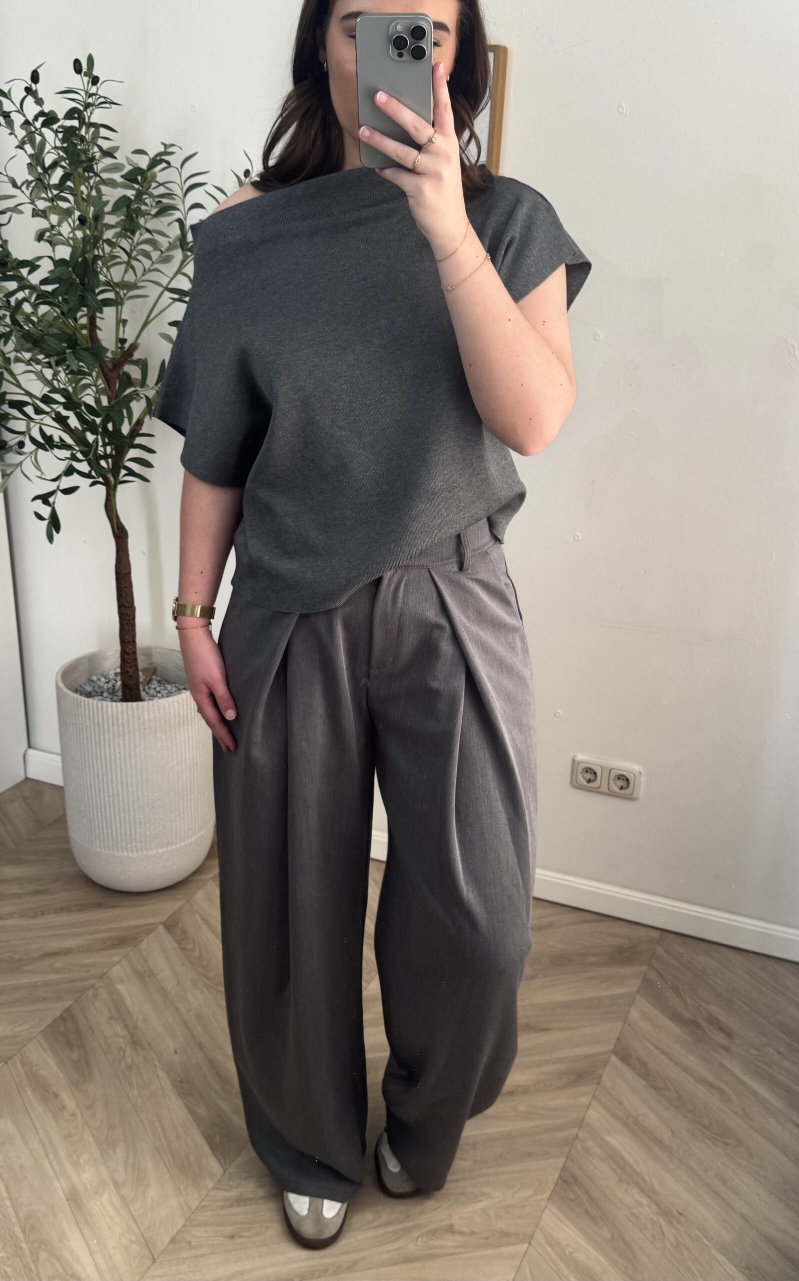 Pantalon met Plooi - Grijs