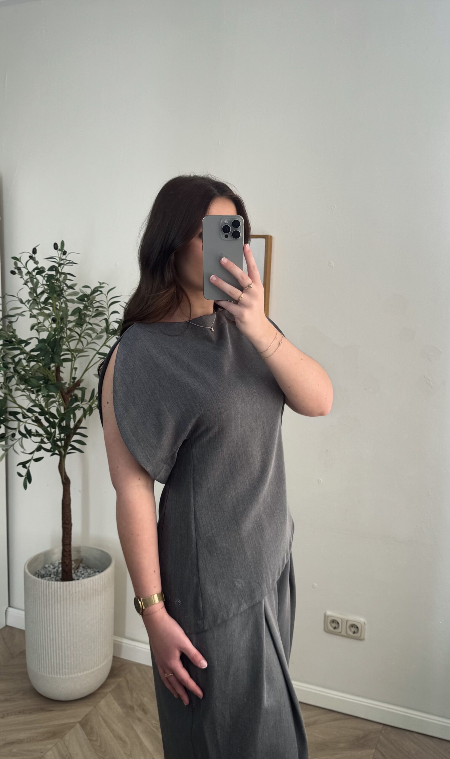 Getailleerde Ballonmouw Top - Grijs - Afbeelding 2