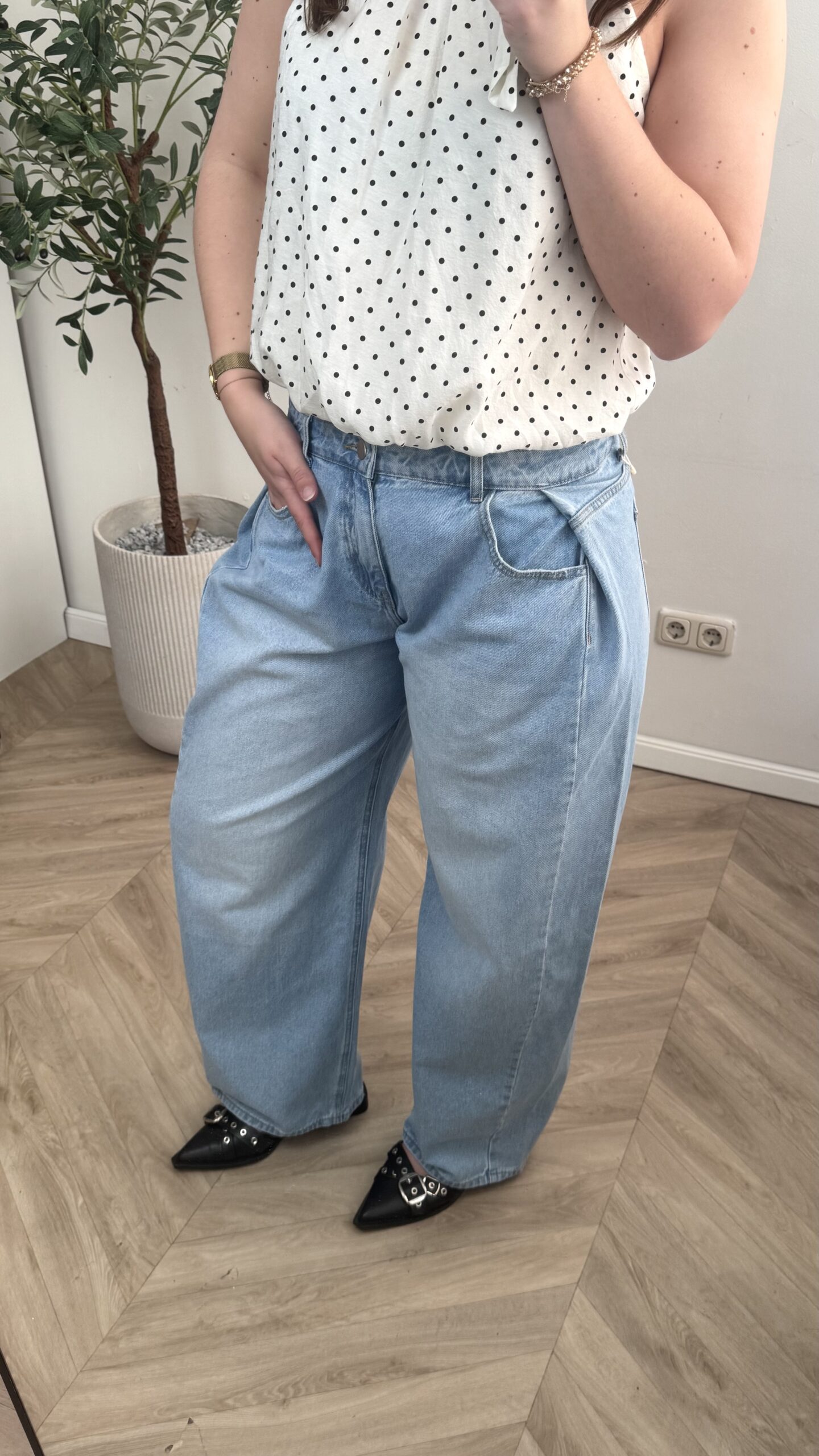 Plooi Jeans - Blauw - Afbeelding 2